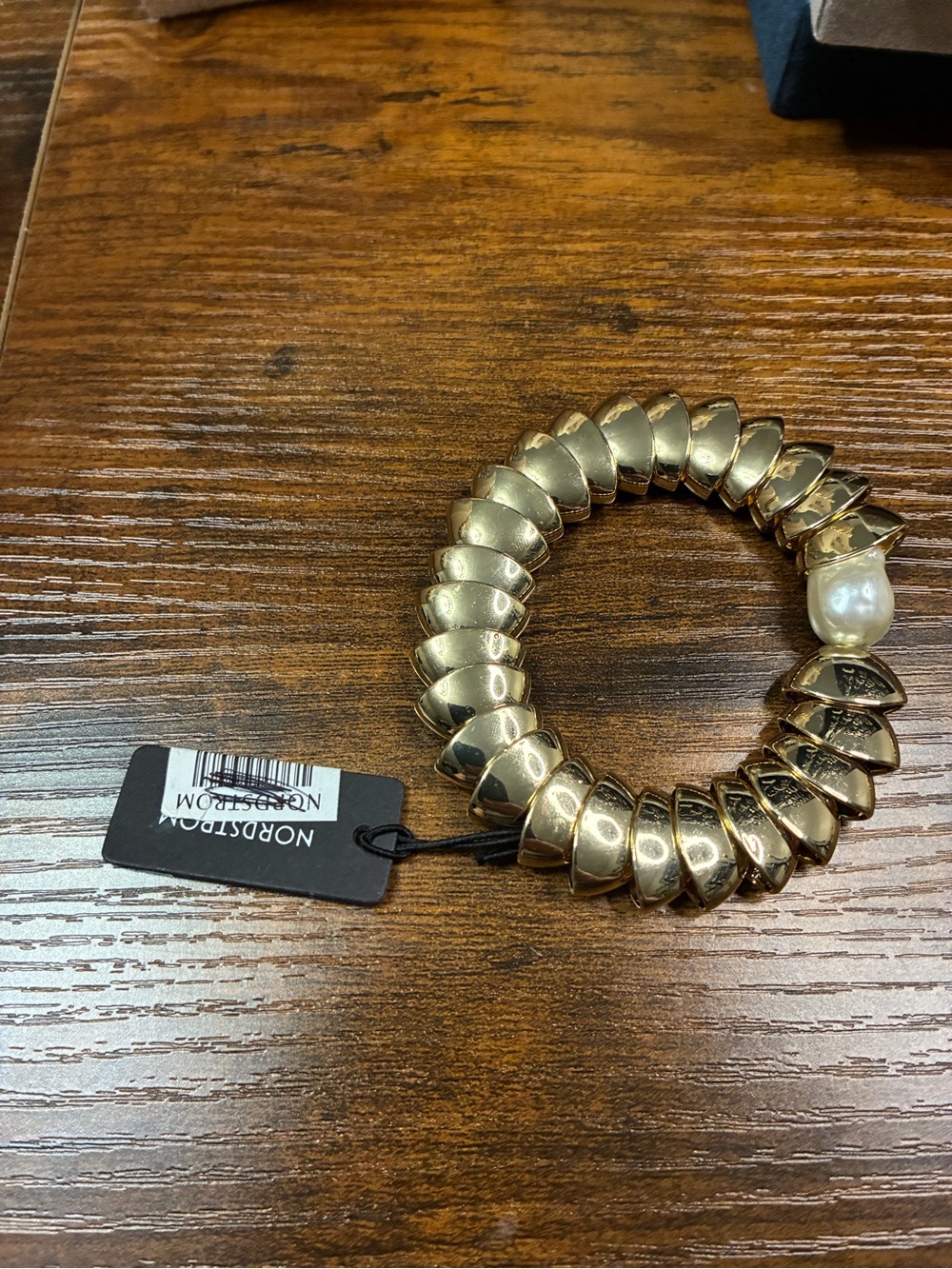 Nordstrom Gold Stretch Bracelet with Pearl Accent